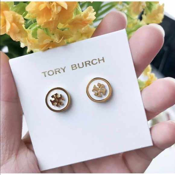 Tory Burch Jewelry - 🔥Host Pick🔥Auth Tory Burch Earrings Gold White